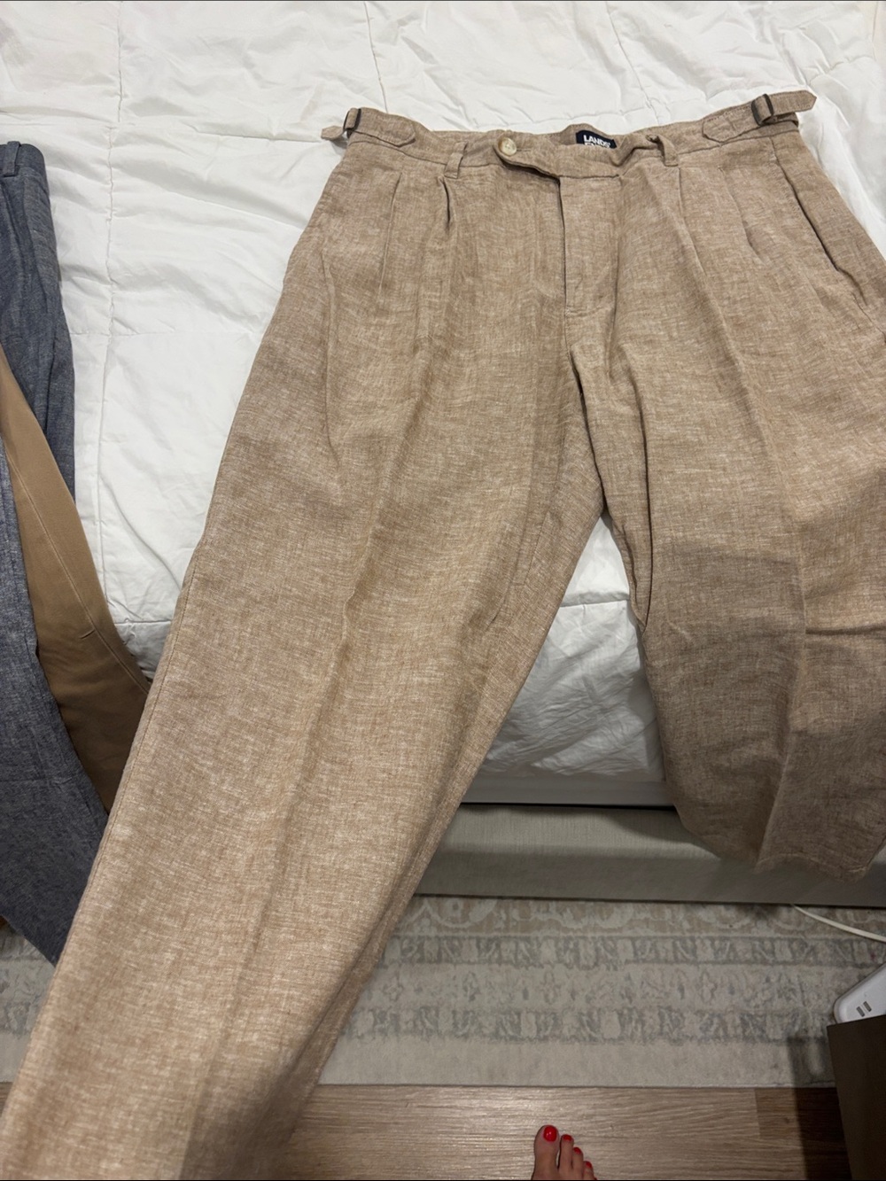 Lands' End Pleated Chinos in Light Brown